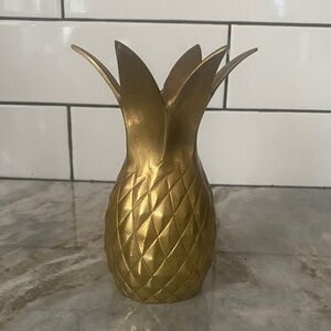 Vintage MCM solid brass pineapple vase. Retro whimsical cottagecore farmhouse